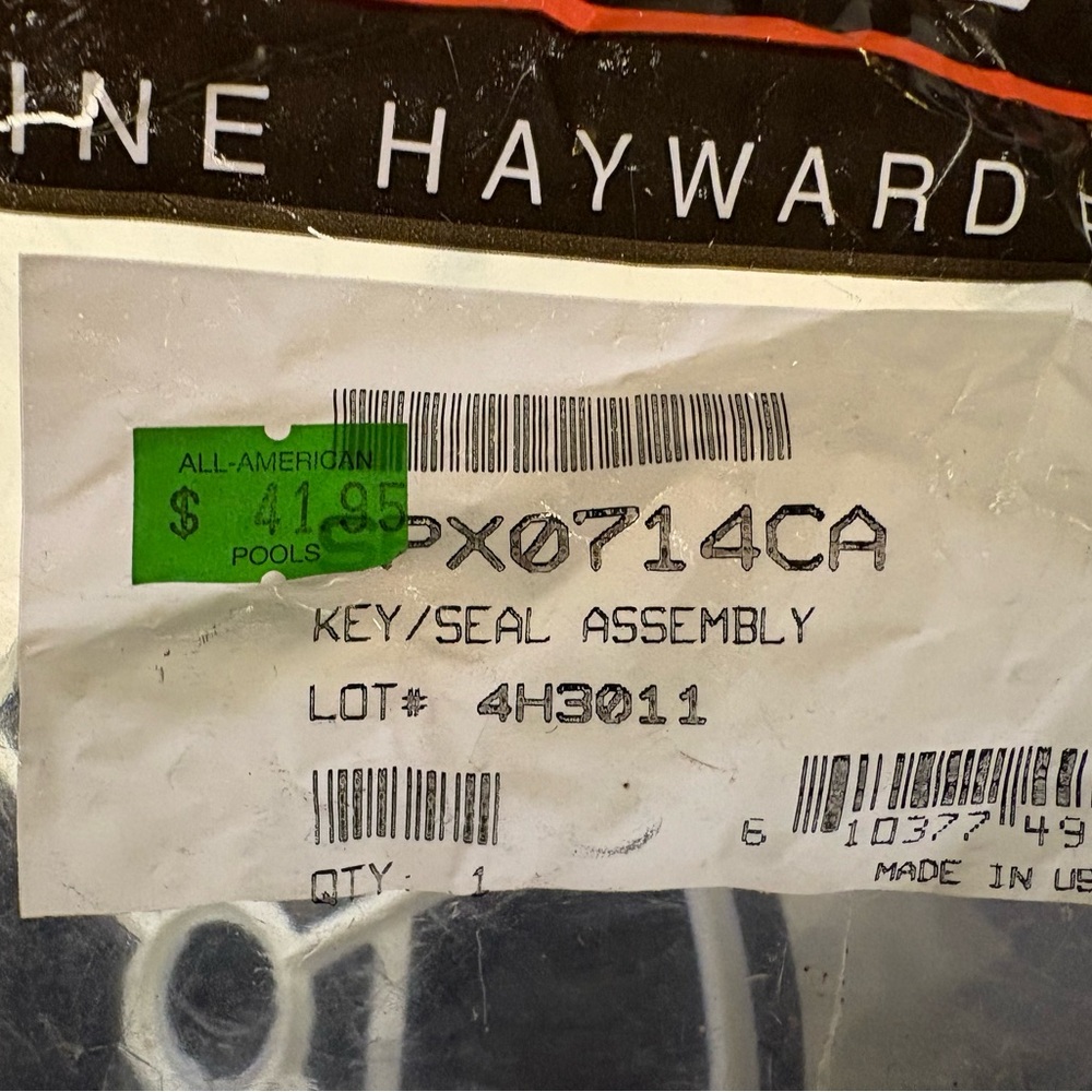 Hayward key/seal assembly for above ground pool motor.